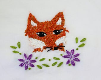 Fox Embroidery Design Fox Hand Embroidery Pattern