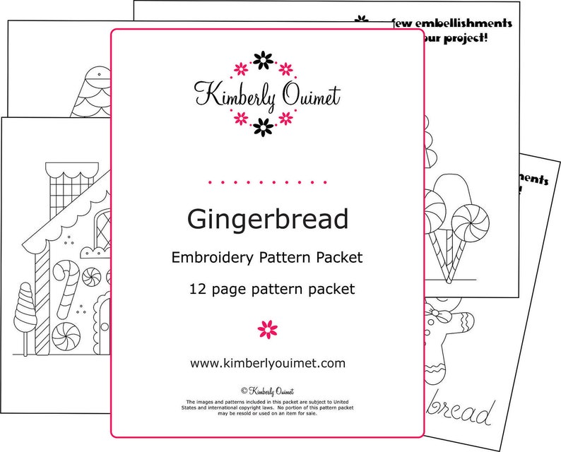 Gingerbread Embroidery Pattern Packet Gingerbread Man Gingerbread House image 4