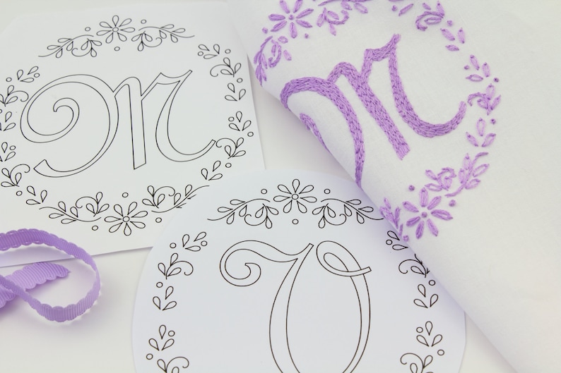 Monogram Embroidery Hand Embroidery Monogram French Script - Etsy