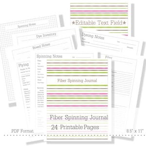 Fiber Spinning Journal Handspinners notebook spinnend dagboek vezelkunsten afdrukbaar