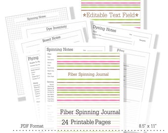 Cuaderno de hilado de fibras: Cuaderno para hilanderos manuales, Artes textiles (Imprimible)