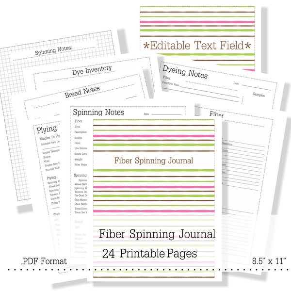 Fiber Spinning Journal Handspinners notebook spinning journal fiber arts printable