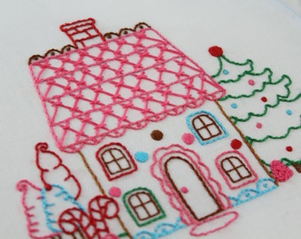 Gingerbread House Embroidery Pattern: Holiday Hand Stitch Designs (PDF Pattern)