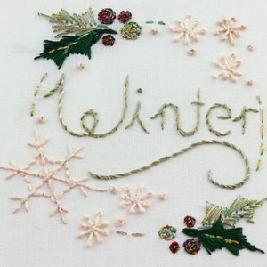 Winter Embroidery Design Hand Embroidery Design Snowflake Embroidery Winter theme image 2