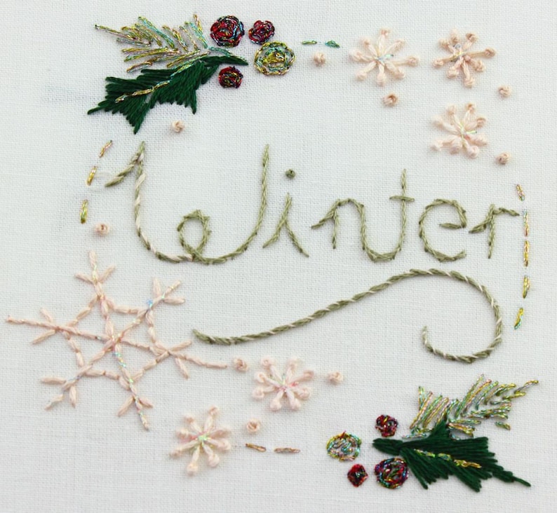 Winter Embroidery Design Hand Embroidery Design Snowflake Embroidery Winter theme image 2