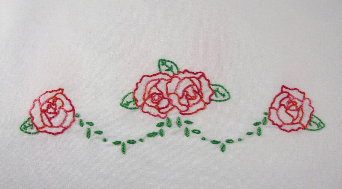 Rose Embroidery Design Rose Hand Embroidery Pattern Etsy