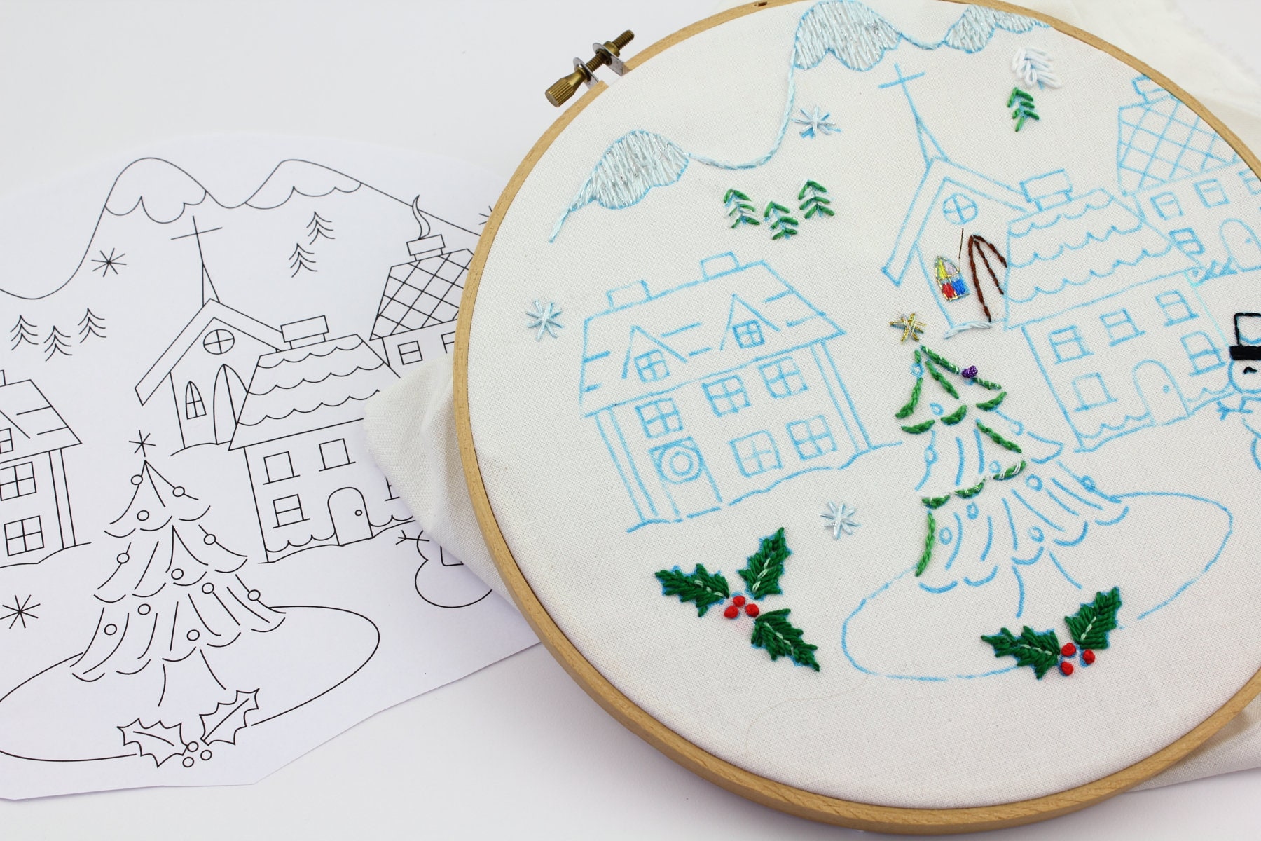 Christmas Village Embroidery Design Hand Embroidery Pattern - Etsy
