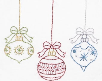 Christmas Ornaments Embroidery Pattern, Festive Holiday Design (PDF)