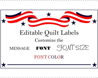 Patriotic Quilt Labels Editable Printable Quilt Labels