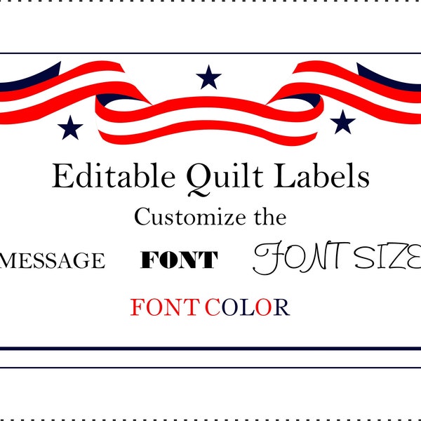 Patriotic Quilt Labels Editable Printable Quilt Labels