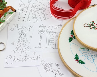Christmas Village Embroidery Design Hand Embroidery Pattern
