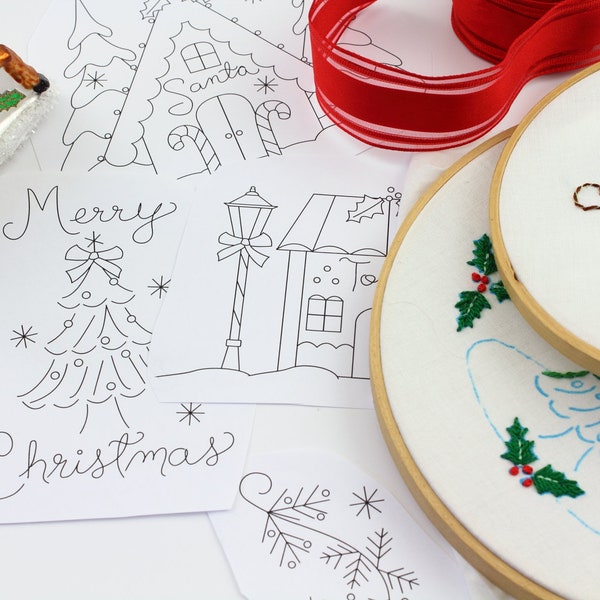 Christmas Village Embroidery Design Hand Embroidery Pattern