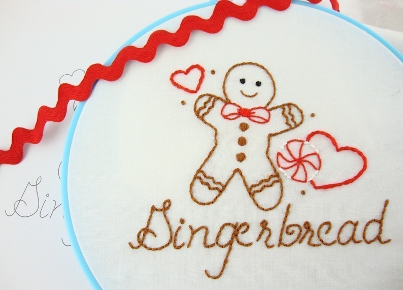 Gingerbread Embroidery Pattern Packet Gingerbread Man Gingerbread House image 6