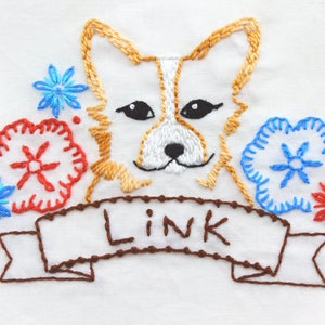 Corgi Embroidery Design Hand Embroidery Pattern Dog Embroidery Design Corgi Dog Design