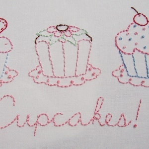 Cupcake Embroidery Pattern Hand Embroidery Cupcakes Pattern Cupcake Embroidery Design image 3