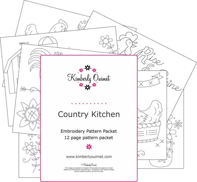 Country Kitchen Embroidery Design Farm Kitchen Theme Hand Etsy