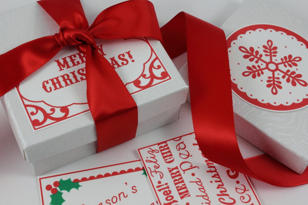 Festive Christmas Gift Tags, Printable Holiday Labels (PDF) - Etsy