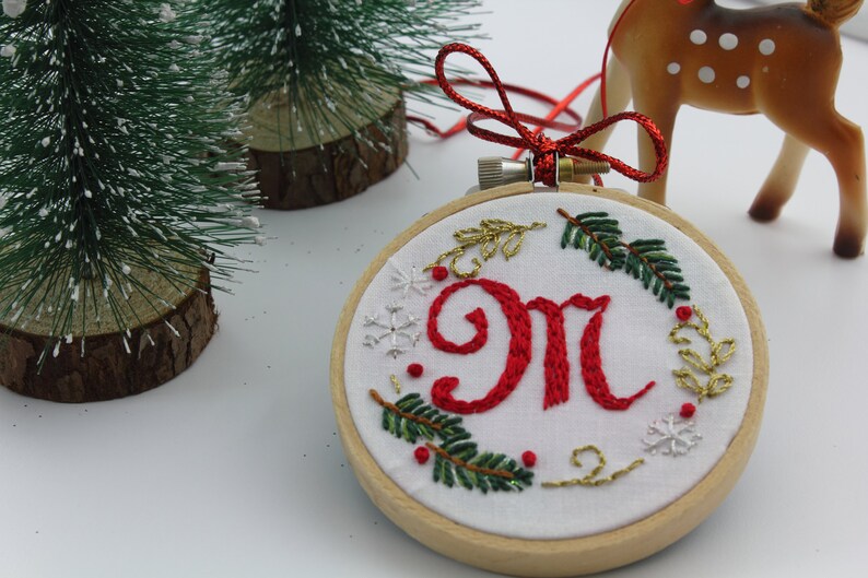 Monogram Christmas Ornament Hand Embroidery Pattern image 2