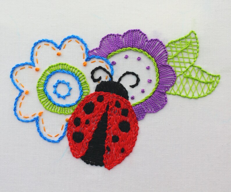 Ladybug Embroidery Pattern Mushroom design hand embroidery pattern image 2