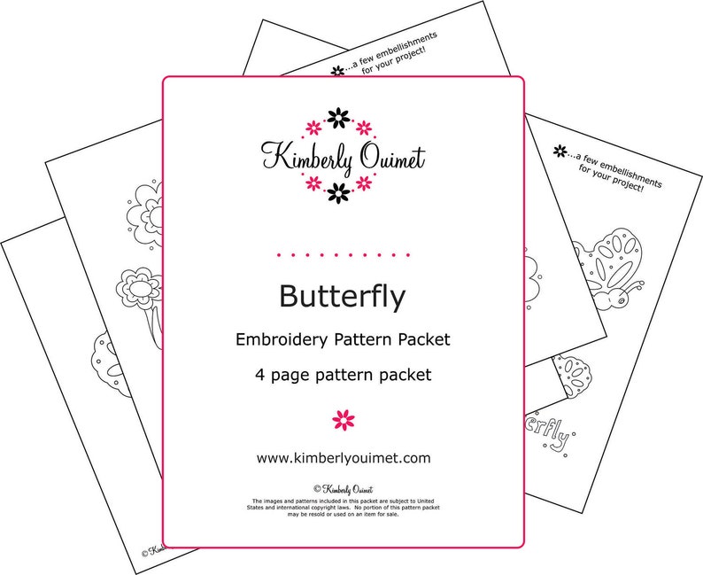 Embroidery Patterns, Hand Embroidery Butterfly Embroidery Pattern Butterfly Design image 4