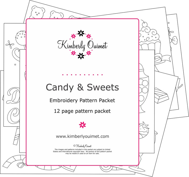 Candy Embroidery Design Candy and Sweets Hand Embroidery Etsy