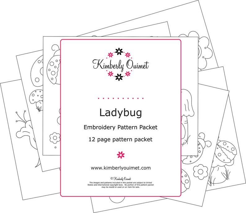 Ladybug Embroidery Pattern Mushroom design hand embroidery pattern image 6