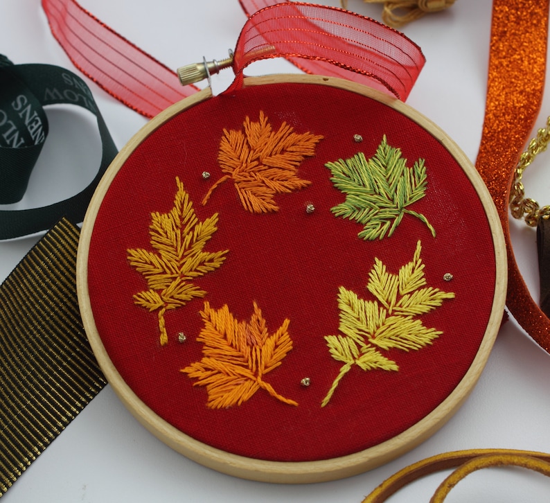 Autumn Embroidery Pattern Maple Leaf Fall Embroidery - Etsy