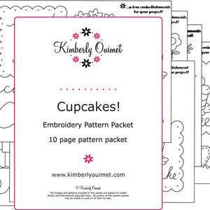 Cupcake Embroidery Pattern Hand Embroidery Cupcakes Pattern Cupcake Embroidery Design image 4