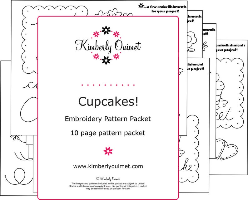 Cupcake Embroidery Pattern Hand Embroidery Cupcakes Pattern Cupcake Embroidery Design image 4