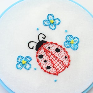 Ladybug Embroidery Pattern Mushroom design hand embroidery pattern image 1