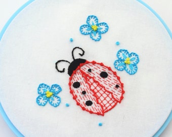 Ladybug Embroidery Pattern Mushroom design hand embroidery pattern