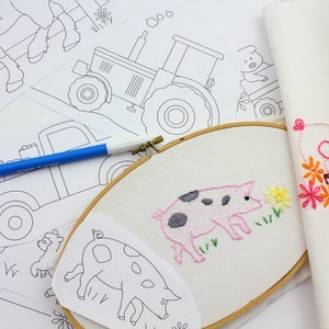 Farm Embroidery Design Tractor Embroidery Barnyard Embroidery Pattern Cow Embroidery Horse Design Hand Embroidery Pattern 画像 3