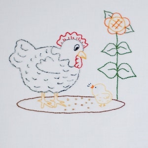 Modello di ricamo di pollo Modello di ricamo di gallina e pulcino Modello di ricamo di pollo