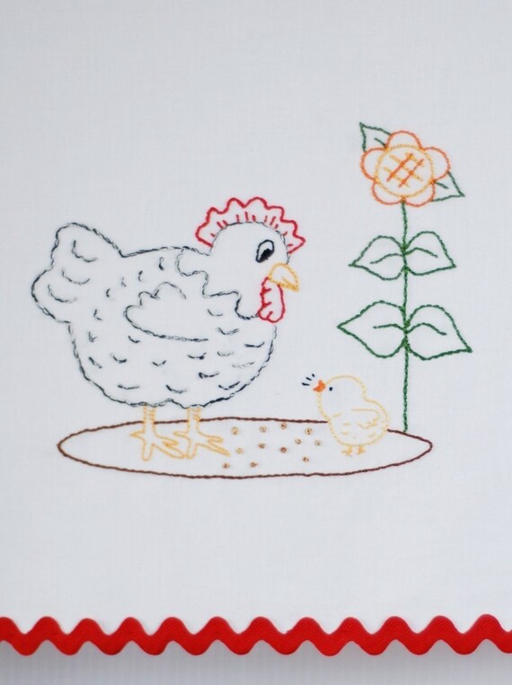 Chicken Embroidery Pattern Hen and Chick Embroidery Pattern Etsy
