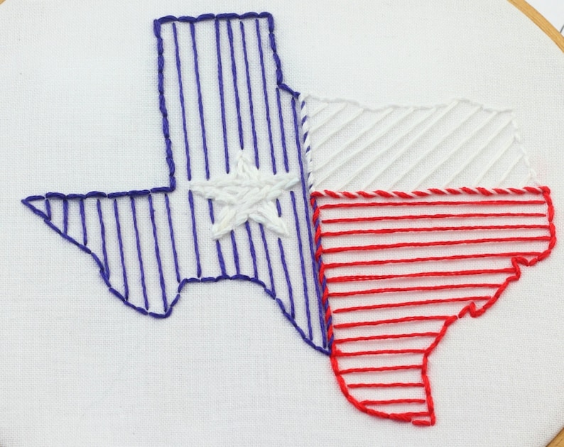 Texas Embroidery Design Texas Embroidery Pattern Hand Etsy