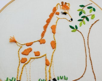 Giraffe Hand Embroidery Pattern Baby Giraffe Nursery Decor