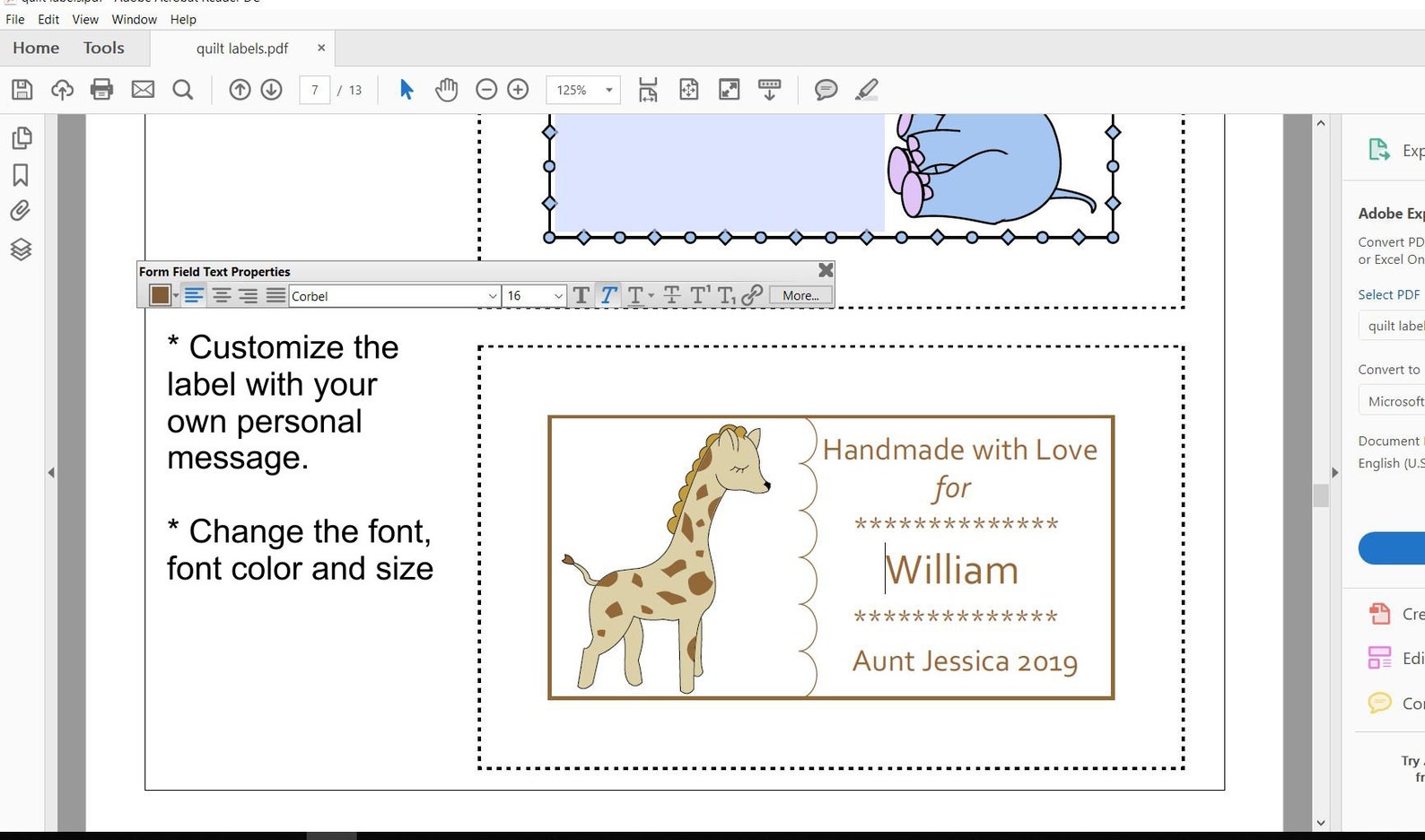 Printable Quilt Labels Baby Quilt Labels Boy Baby Boy Quilt Labels