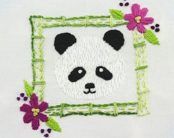 Panda Embroidery Design Panda Bear Embroidery Pattern Hand Embroidery Design