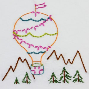 Hot Air Balloon Embroidery Design Hand Embroidery Design Balloon Pattern Up and Away