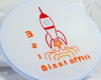 Outer Space Embroidery Pattern Rocket Ship Embroidery Design Space Art Outer Space Decor