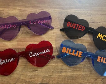 Personalised concert sunglasses | novelty glasses | concert glasses | heart glasses | custom glasses | party glasses | concert accessories