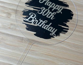 personalised Acrylic cake topper | Happy birthday | birthday cake decor | milestone |name cake topper | handmade | Elegant cake topper |