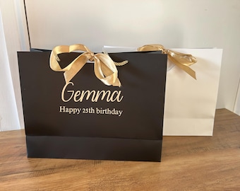 Personalised birthday luxury gift bag with ribbon | various colours | birthday gift idea | birthday box | anniversary gifts | special gift