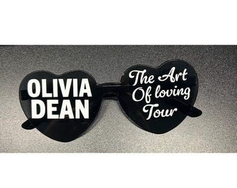 Personalised Olivia Dean live concert sunglasses | novelty glasses | concert glasses | heart glasses | custom glasses | party glasses | gift