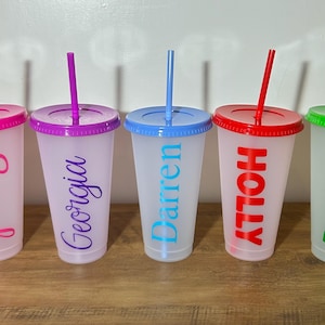 Personalised name cold cup | 24oz |colour changing | cup with lid and straw | hen party | bridesmaid | birthday | name cup | Starbucks cup|.