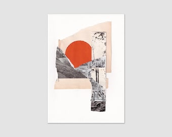 Collagekunst, hedendaagse kunstafdruk, oranje v.2