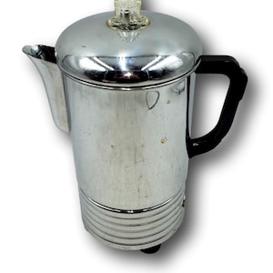 Vintage Chrome Art Deco Coffee Percolator - Landers, Frary & Clark Model 4102