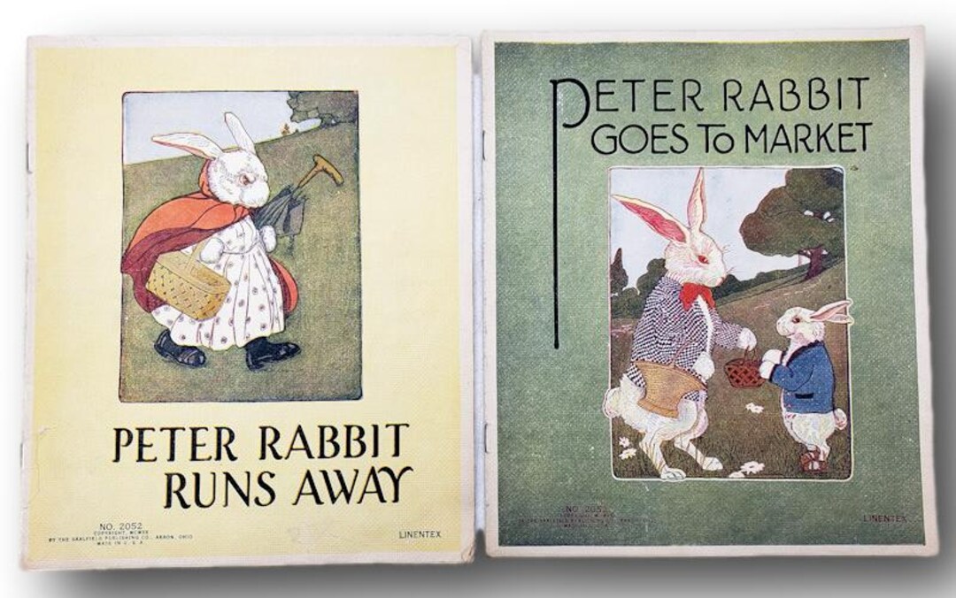 Vintage Peter Rabbit Linen Books - Set of 2 LINENTEX Saalfield ...