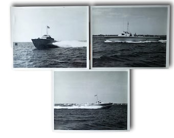 Lot of 3 Vintage 1954 Official U.S. Navy Photos | High-Speed Naval Craft | 8x10