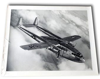 Foto stampa d'epoca del Fairchild C-119 Flying Boxcar / Aereo da trasporto dell'aeronautica militare statunitense / Hagerstown